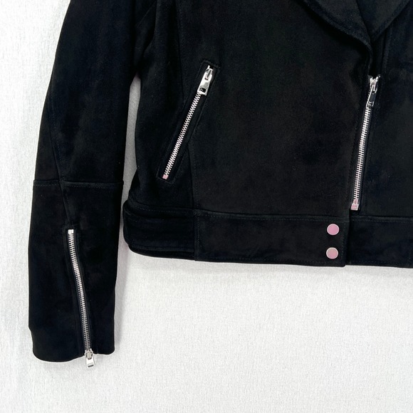 THEORY Suede Moto Jacket Womens Medium Black Downtown Biker Capsule Minimalist - Picture 5 of 13